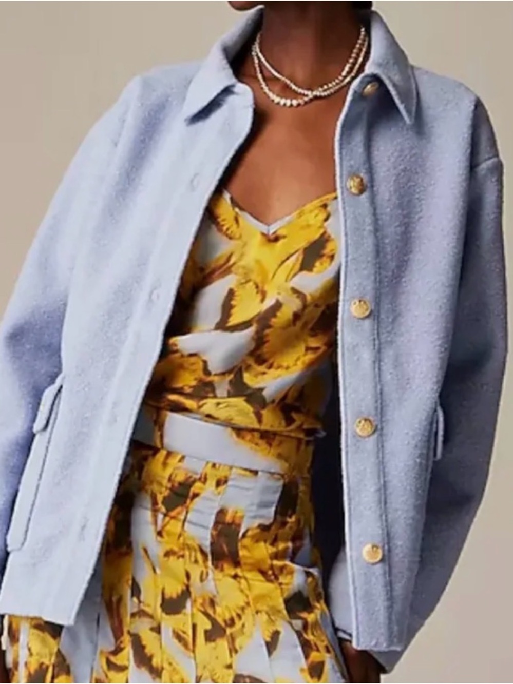 J. Crew COLLECTION Periwinkle Italian Boucle Wool Button Jacket